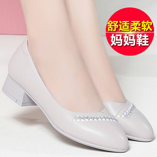 Lelinxi Mutterschuhe Single Schuhe Leder Leder Soft Sohle Frauen Mode vielseitige Frühlings- und Herbst-bequeme Frauenschuhe mittlere und ältere flache Lederschuhe J-5009 Schwarz (Fersenhöhe 2,5 cm) 34