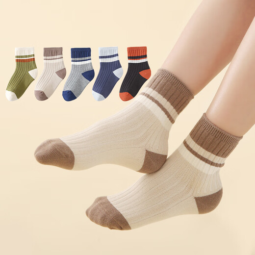 Six-fingered mouse double-needle crafts ~ children's socks autumn and winter boys and girls spring and autumn combed cotton girls medium and large children's mid-calf socks 92 male color (classic) 5 pairs M recommended 4-6 years old (socks label 6-9 years old)