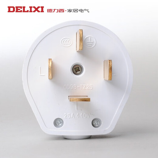 德力西（DELIXI）家用三相四线插座 三脚4眼插头3极扁插头三孔插头四爪电气插头 三爪10A插头