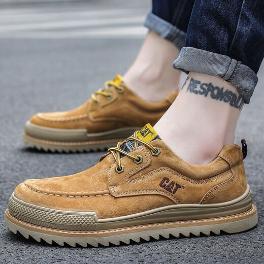 Carter CAT men's shoes breathable Martin boots men's summer new style construction site labor insurance workers British welders retro outdoor 8050 khaki 42 one size larger than sports shoes