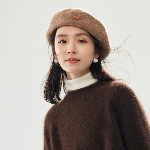 Siggi Wool Beret Women's Autumn and Winter Solid Color Fashion Versatile Korean Painter Hat Retro Bere Hat Mocha