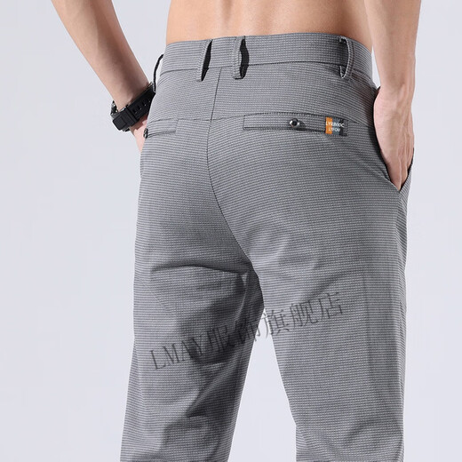 LMAY广州市增城简越服饰个体店升级面料男士嘻哈风裤修身百搭显瘦弹力 653灰色 32码(130-145斤)