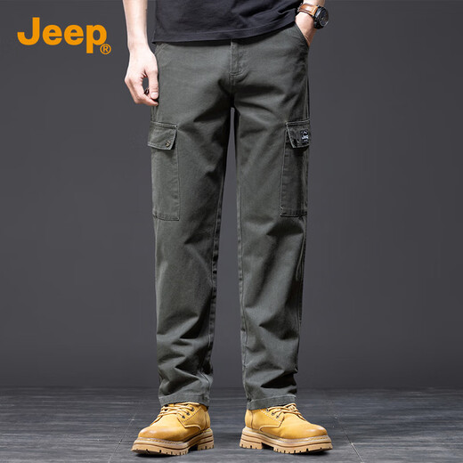 Jeep (JEEP) high-end pure cotton men's casual pants for men 2025 autumn and winter new loose straight pants fashionable and versatile workwear pants for men