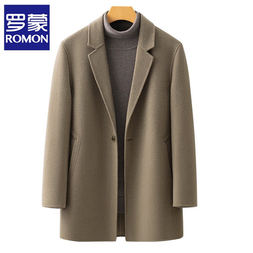 Romon Cazón de lana de lana de doble cara abrigo para hombres otoño e invierno Nuevo espesor de alta gama tibia tibia tibia green-verde-verde