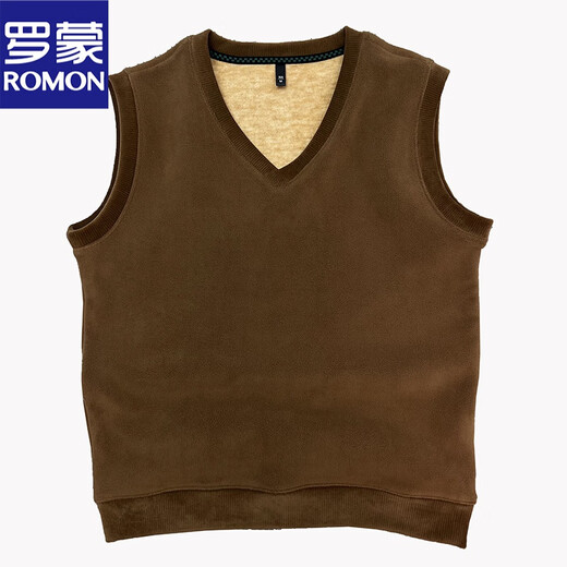 ROMON Polar Fleece V-Ausschnitt Weste Herren Herbst und Winter Papas Kleidung Samt verdickte ärmellose Weste Herren Weste Bottoming Fleece Jacke Karamell Samt XL 175