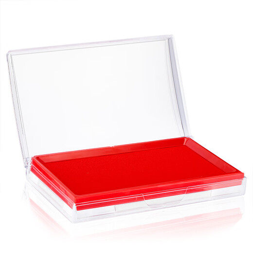 得力（deli）137*88mm透明外壳方形快干印台印泥 财务用品 办公用品 红色9864 方形快干印台