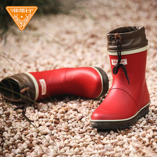Very good (Jolly Walk) water shoes women's rain boots short tube rain boots waterproof rubber shoes waterproof non-slip student shoes fashion with saliva boots JW302 red 37
