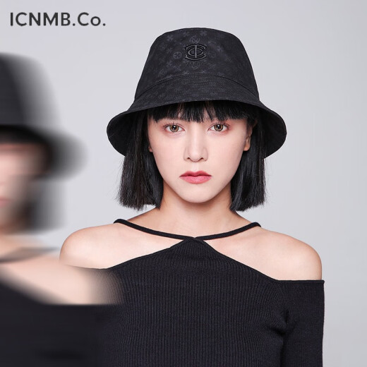 ICNMB light luxury presbyopic series summer sun protection fisherman hat men and women anti-UV hat high street dark pattern sun hat street fashion brand basin hat DNIC-0004 black XL