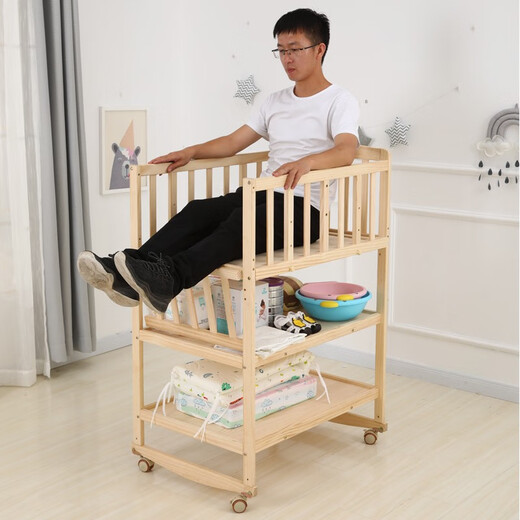 百思乐福多功能婴儿尿布台宝宝bb摇床实木新生儿换衣抚触台按摩洗澡护理台 可摇尿布台