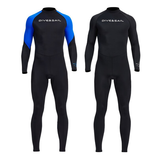 DIVE&SAIL swimsuit men's quick-drying one-piece sun protection long-sleeved long pants jellyfish suit snorkeling surfing suit wetsuit black 3XL (185-205Jin Jin equals 0.5 kg)