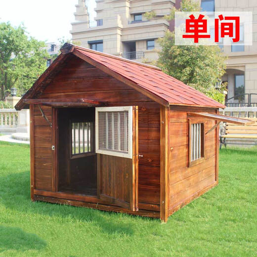 Dog House Outdoor Waterproof Solid Wood Dog House Medium and Large Dog Golden Retriever Dog House Rainproof Summer Outdoor Four Seasons Pet Villa 4XL with Yard Double Windows with Screen Package Installation