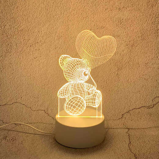 I think I dream creative 3D night light student gift gift bedroom table lamp USB cartoon balloon bear plug type cold light warm light neutral light