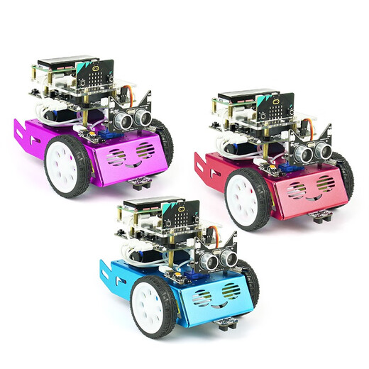 CreateBlock microbit V2编程遥控机器人图形化智能小车Python教育 D套餐：B+入门套件蓝色 不含microbit主板