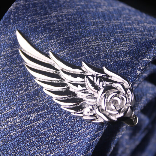 猎尚 简约天使金色羽翼男士商务领带夹 领带夹结婚商务领夹礼盒装 (金+蓝)领带夹