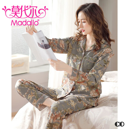 Modal [same style for counter] pajamas women's spring and autumn pure cotton long sleeve cotton large size new thin home clothing set 9906 (175/XXL size) recommended to wear weight 140-160