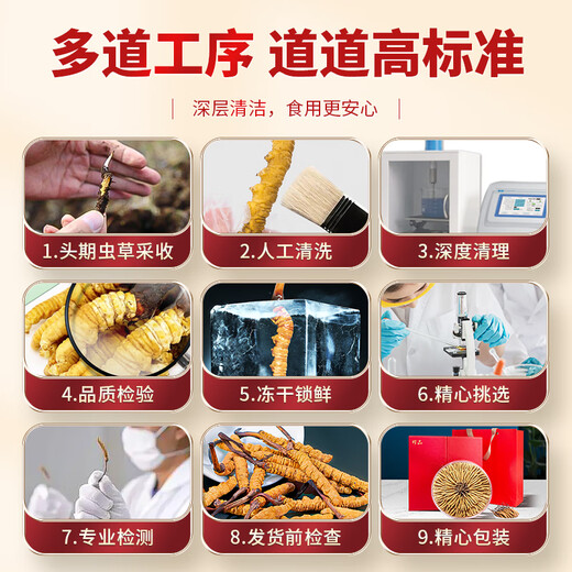 Tongfu Cordyceps sinensis 2 Wurzeln/g 50g etwa 100 Wurzeln Geschenkboxen, nahrhafte Nahrungsergänzungsmittel, Geschenke für Älteste
