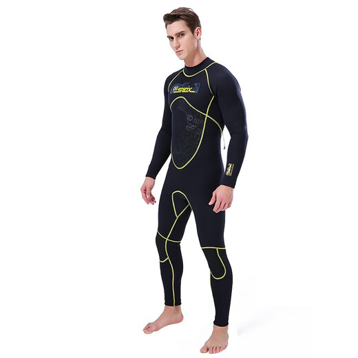 SLINX one-piece men's 3mm Serex warm and super elastic wear-resistant wet suit wetsuit surfing suit jellyfish suit swimsuit black S