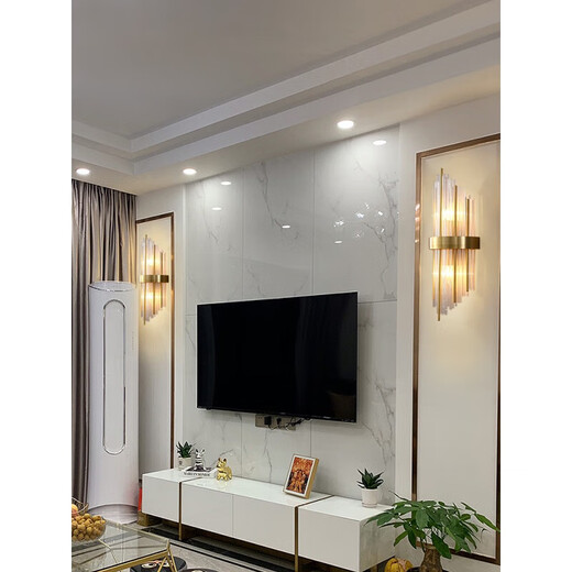 mnkuhg all copper light luxury crystal wall light living room background wall aisle stairs lamp modern bedroom bedside lamp atmospheric lamp L B9928-2