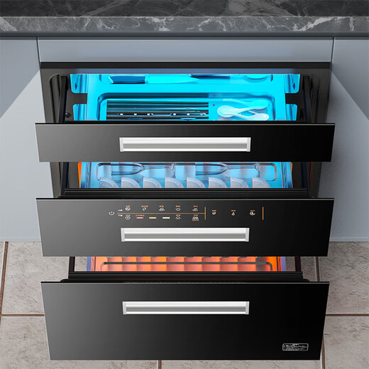 Royalstar Disinfection Cabinet Embedded Household High Temperature Ozone Kitchen Disinfection Cupboard Built-in Large Capacity Disinfection Cupboard Luxury Model 120L Three Doors and Three Drawers (12 Functions)