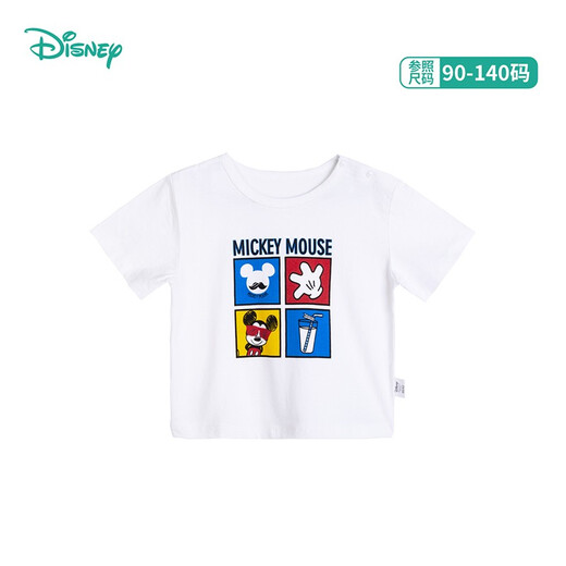 Disney children's short-sleeved T-shirt Disney baby round neck top Boy white Mickey 212S1502 7 years old/height 140cm