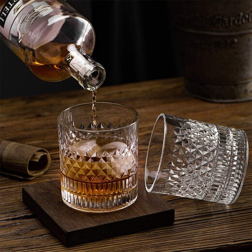 Gudong Xiaoming Whiskey Glass Spirit Glass Set Home European Crystal Glass Wine Glass Beer Glass Bar High-end Gift Box Embossed Whiskey 4 Gift Boxes