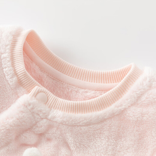DAVE&BELLA winter new coral velvet baby jumpsuit newborn clothes children's rompers baby pajamas and robes pink ready in stock 80cm (recommended height 73-80cm)