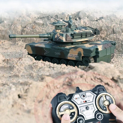 
SHENX remote control tank car can be ammunition tracked and can be fired off-road vehicle toys fighting vehicles Children's boys birthday gift 33cm T90 double-engine tracked tank + 3000 bullets
