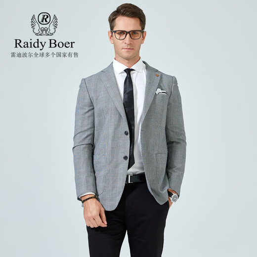 Raidy Boer/Ridy Boer Herren Herbst und Winter Mode Casual Woll Mischanzug Jacke 2013-98 Gray Grid 170/48/m