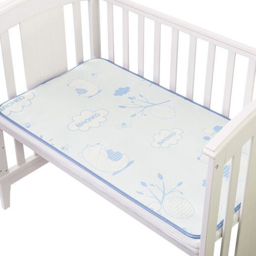 Laoxijiang children's mat summer washable children's ice silk mat kindergarten baby mat blue bear 60*120cm one seat one pillowcase