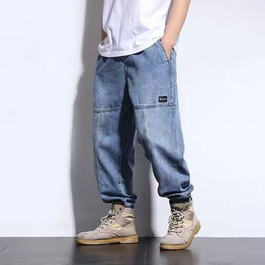 Pantalones Harren de primavera masculina de Vanjano con botas Martin Boots Spring and Summer Fat Man Jeans Men a gran tamaño Hip-hop tendencia 867 Jeans Black One Size M recomendado 80-100 Jin [Jin iguala 0.5 kg]