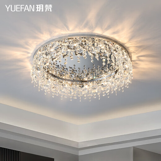 玥梵(YUEFAN)新款现代轻奢客厅吸顶灯简约大气餐厅卧室房间水晶灯 144W 25㎡内适用 12240lm 直径80