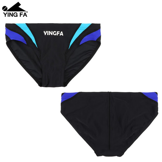 Yingfa (YINGFA) Men's Triangle Color-blocking Professional Swimming Trunks Racing Quick Dry Adult Children's Swimming Competition Training Swimming Trunks Black and Blue XL (waist circumference 80-85 cm/31-33 sizes)