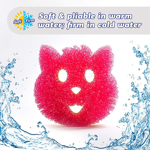 Likuai Smiley Classic Dad Magic Cleaning Wipe Kitchen Powerful Decontamination Wipe Sponge Dishwashing Wipe Imported from the United States Pink Kitten Double Sided