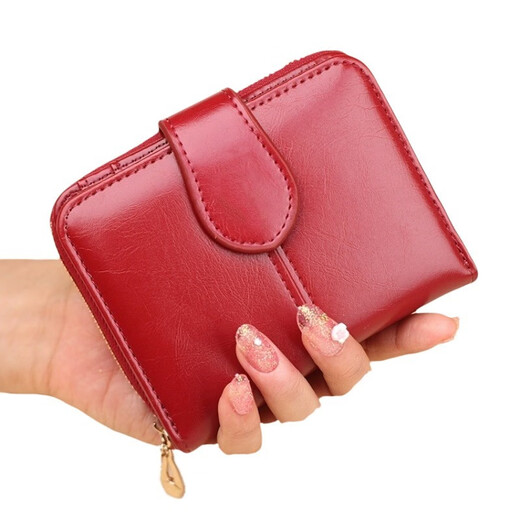 VQGT short luxury women's change small wallet for women's new Korean version wallet card bag simple versatile fashion trendy clutch bag brown [can write greeting card]