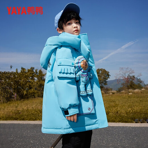 
Duck children's down jacket for boys and hooded little girls and children's long thickened warm space bear down jacket 683E YE2B827683E water blue 140