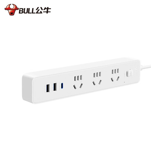 Bull (BULL) socket/smart USB plug/row plug/slide basic USB/Type-c fast charging socket [20W fast charging] 6 jack * white 1.8 meters U12033