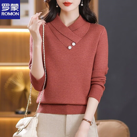 Lomon woolen sweater for young mothers in autumn and winter new style thickened sweater for women, fashionable, loose and slim, warm, apricot color 2XL (recommended 120-130Jin Jin equals 0.5kg)