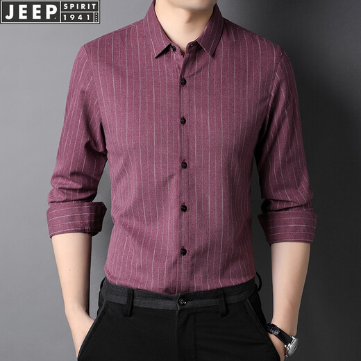 Jeep (Jeep) Camisa de primavera y verano Borgoña Borgoña Banquete de boda de manga larga Banquete Banqueto de boda y novio Camiseta de novia de papá