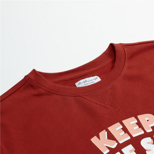 Giordano sweatshirt Piermont T-shirt letter printed inner fleece round neck pullover sweatshirt 1339070121 new champion red large size