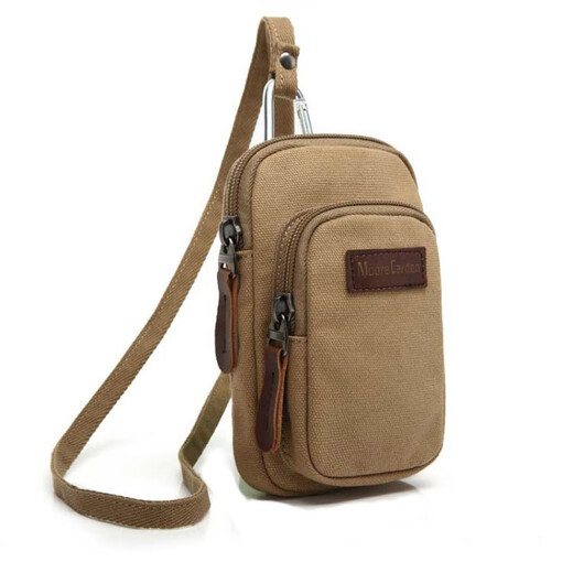 Men's waist bag holds mobile phone, mobile phone bag, men's running wrist bag, multi-functional canvas arm bag, construction site belt, men's belt, waist bag, mobile phone bag, upgraded version khaki