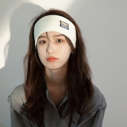 Ililuo retro knitted headband for women's daily autumn and winter all-match face wash headband wool elastic sports yoga warm headband black