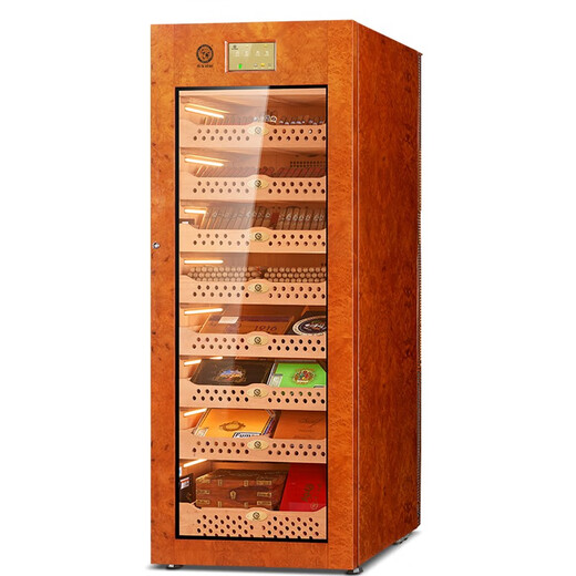 Bulldog cigar cabinet constant temperature and humidity control humidification cabinet constant humidity ammonia removal red wine imported compressor cedar wood German fingerprint password lock wifi large high-end solid wood shell Shendog vc528 new fourth generation Shendog 528 oak gilt model 2800 cigars