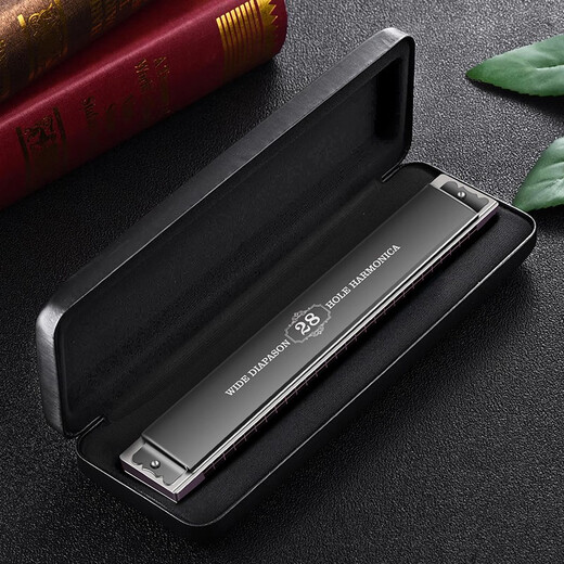 Swan German imported cherry swan 28-hole polyphonic harmonica wide range high-end adult accent quasi-professional performance gifts Athens black 28-hole polyphonic C-tone + full set of gifts