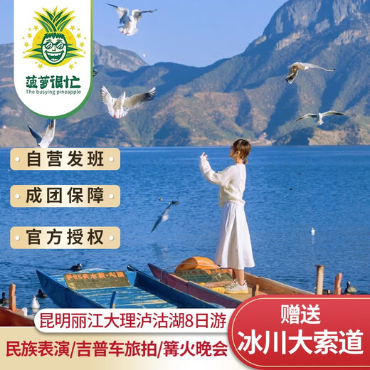 Preferred partner for air ticket blind box Yunnan travel Kunming Dali Lijiang Lugu Lake 8-day 7-night tour Stone Forest Jade Dragon Snow Mountain Erhai Lake Ring Domestic Tour for two persons Kunming Dali Lijiang Lugu Lake 8-day tour Adult
