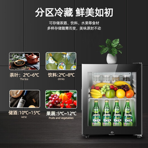 SAST ice bar refrigerator European style constant temperature wine cabinet office hotel home refrigerator mini small single door gaming tea preservation cabinet display sample beverage medicine cabinet 50 liters black (fully refrigerated preservation + lock)
