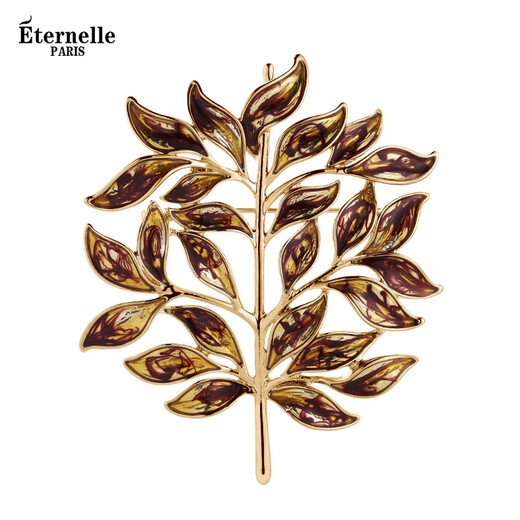 Eternelle French eternal original design high-end brooch for women leaf shape versatile corsage brooch clothing collar pin bright gold