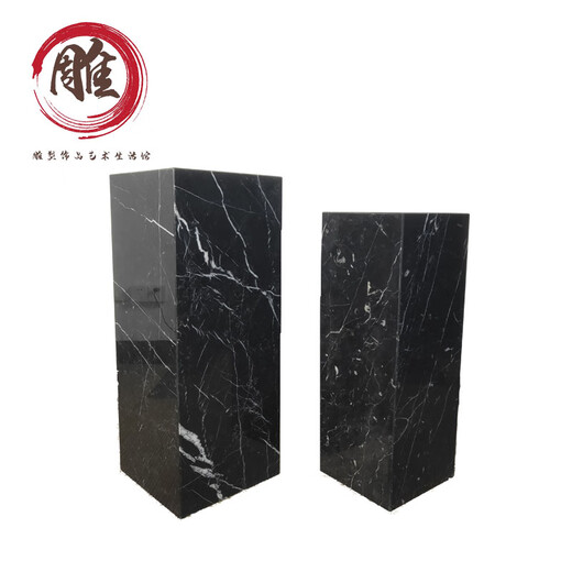 Black and white root marble base entrance hall decoration hotel sales office model room sculpture base floor display stand natural black and white root marble 300*300*400mm