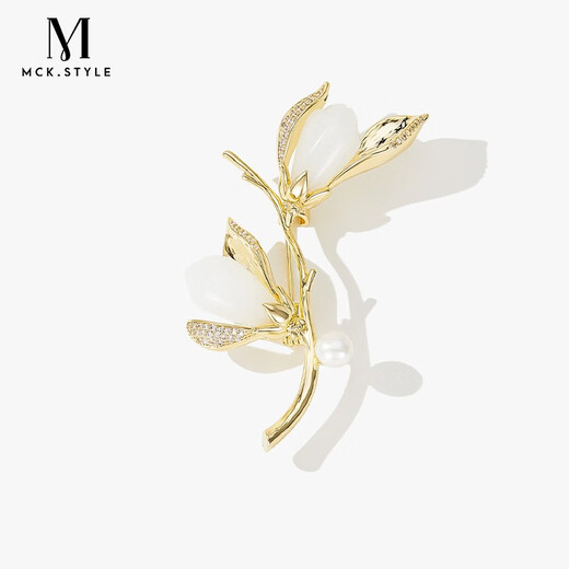 Mck golden magnolia brooch high-end women's corsage suit accessories Chinese Valentine's Day gift