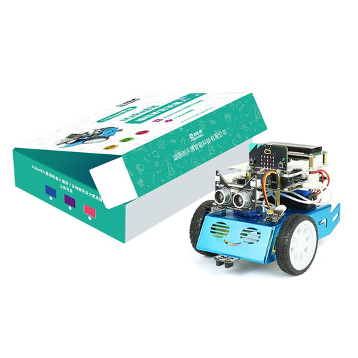 CreateBlock microbit V2编程遥控机器人图形化智能小车Python教育 D套餐：B+入门套件蓝色 不含microbit主板