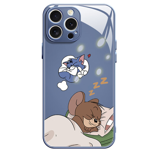 
MSMF new Apple magnetic phone case cat and mouse tempered glass hard shell silicone soft edge anti-falling MagSafe wireless charging sleep Tom Jerry suitable for couples [magnetic glass lavender] Jerry-ABL841Y iPhone14Pro